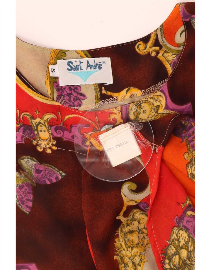 Vintage Γυναικείο Abstract Pattern Μπλούζα UK 10 Small Πολύχρωμο
