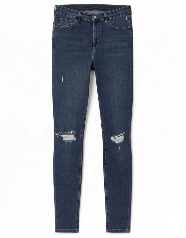 Topshop Womens Distressed Skinny Jeans W30 L32 Blue Cotton