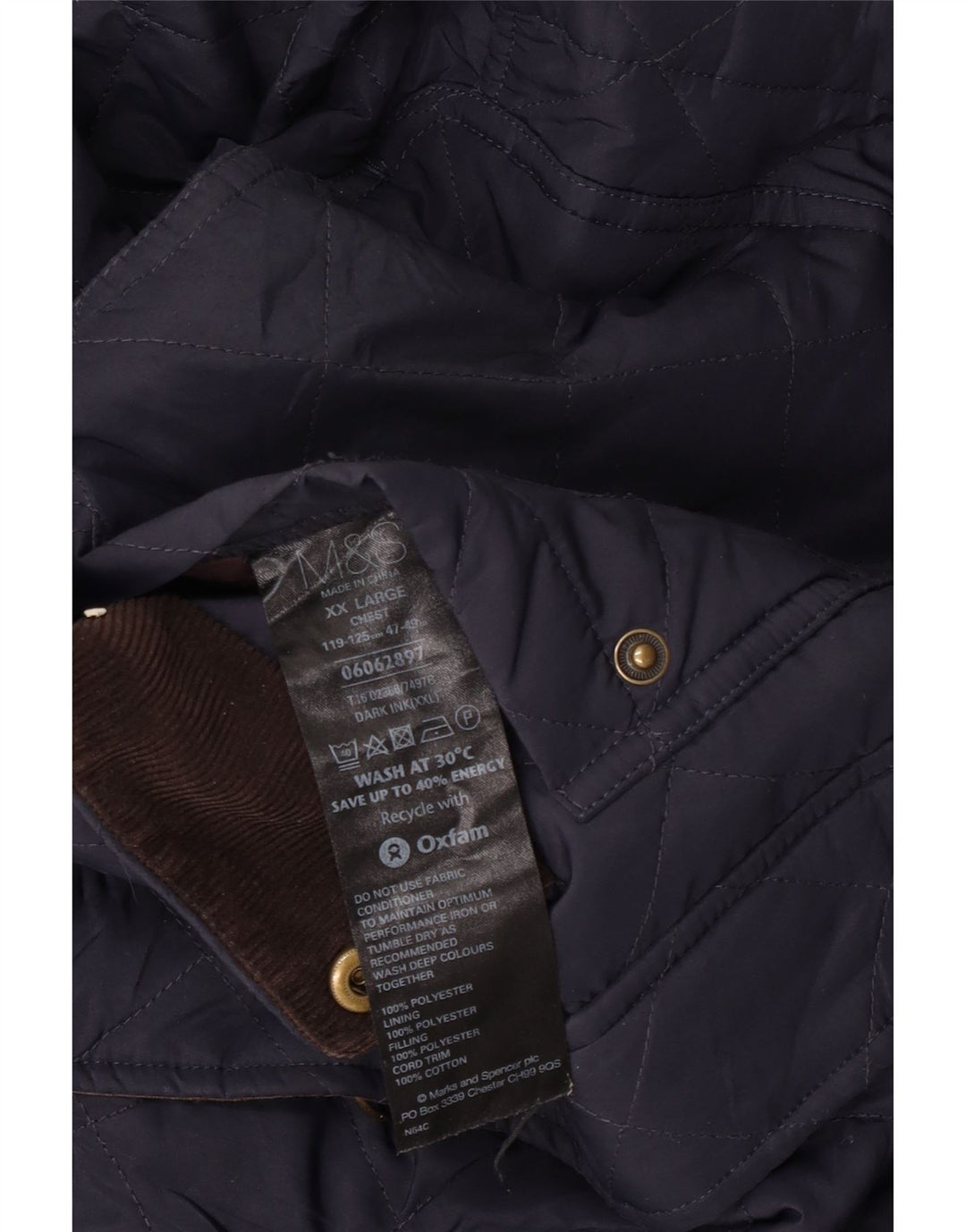 Ανδρικό καπιτονέ μπουφάν Marks & Spencer UK 44 2XL Navy Blue Polyester