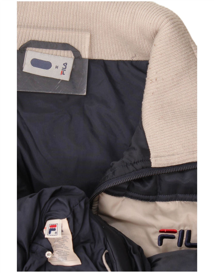 Fila Ανδρικό padded Gilet UK 38 Medium Navy Blue Colorblock Πολυαμίδιο