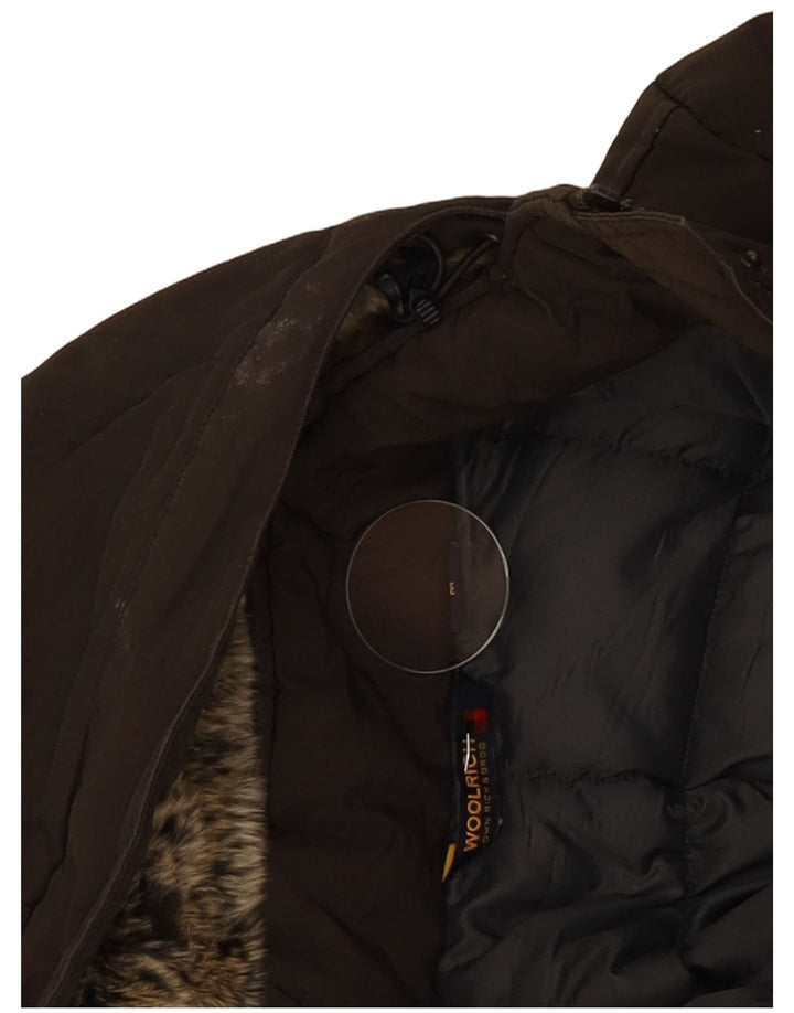 Woolrich Γυναικείο παλτό με κουκούλα με επένδυση UK 12 μεσαίο χακί βαμβάκι