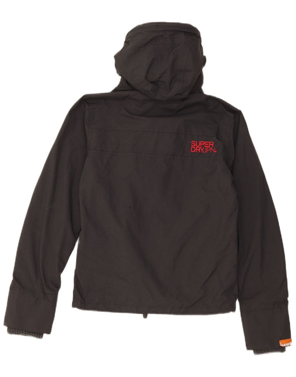 Superdry Γυναικείο μπουφάν βροχής με κουκούλα UK 6 XS μαύρο νάιλον