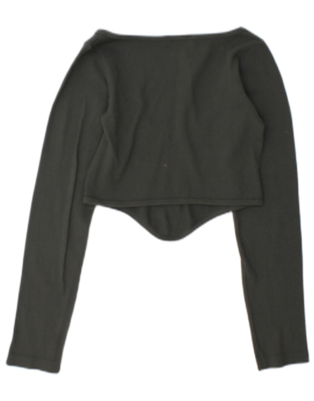 Zara Γυναικείο μακρυμάνικο μπλουζάκι Crop UK 12 Medium Green Polyamide