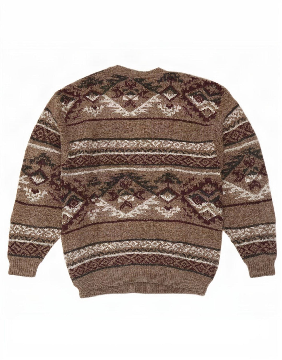 Ανδρικό πουλόβερ Kennington Crew Neck Jumper Μεγάλο καφέ Fair Isle Wool