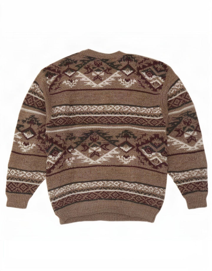 Ανδρικό πουλόβερ Kennington Crew Neck Jumper Μεγάλο καφέ Fair Isle Wool