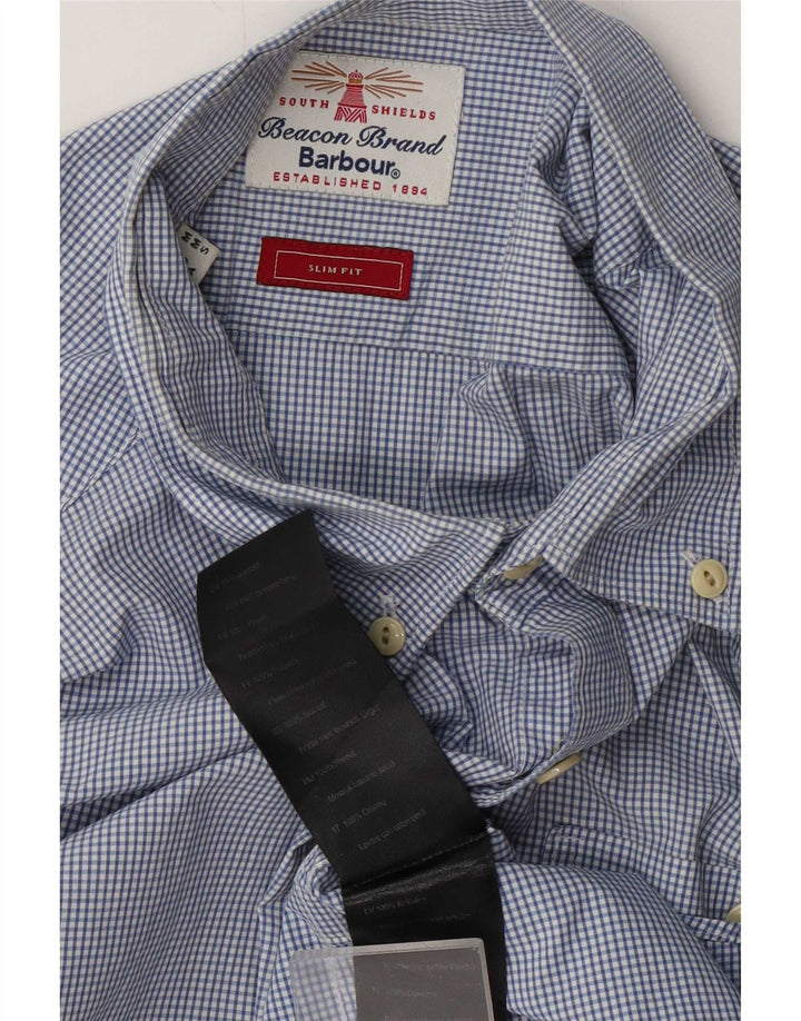 Ανδρικό πουκάμισο Barbour Slim Fit Medium Blue Gingham Cotton