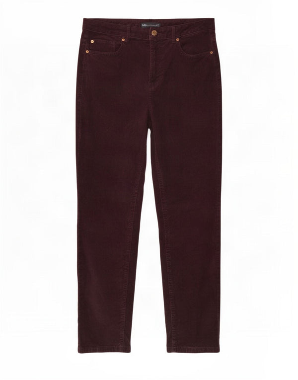 Marks & Spencer Γυναικείο ψηλόμεσο κοτλέ παντελόνι UK 14 Large W32 L27 Bur