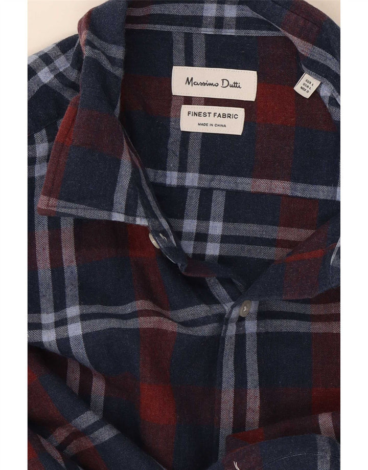 Ανδρικό πουκάμισο Massimo Dutti Large Navy Blue Check