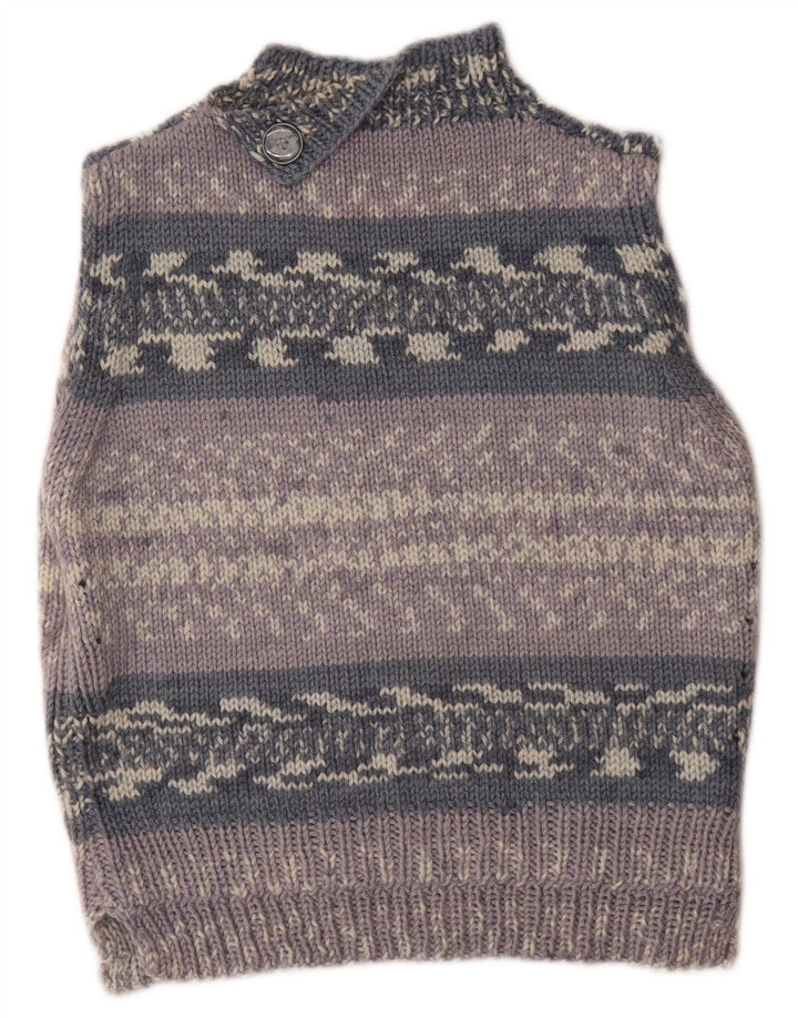 Vintage γυναικείο γιλέκο Tank Top UK 14 Medium Grey ριγέ