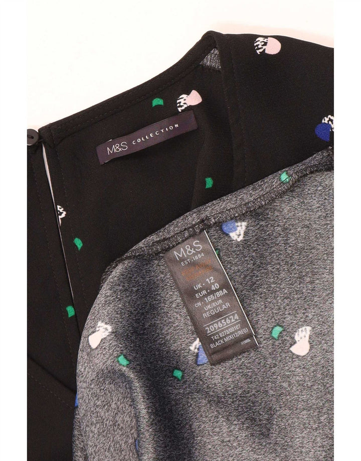 Marks & Spencer Γυναικείο Abstract Pattern Φόρεμα A-Line UK 12 Medium Black