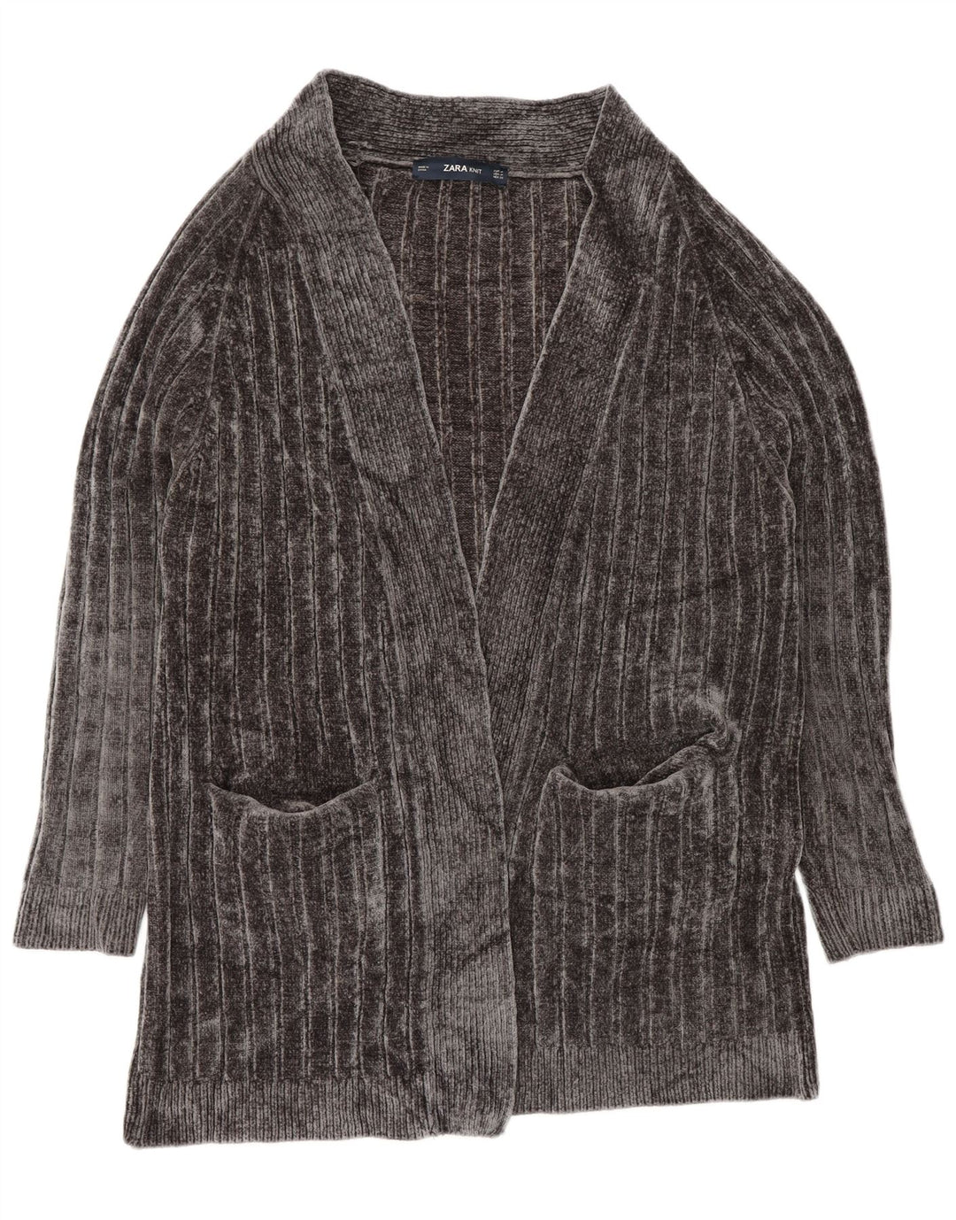 Zara Γυναικείο πουλόβερ ανοιχτό Longline ανοιχτό UK 14 Medium Grey