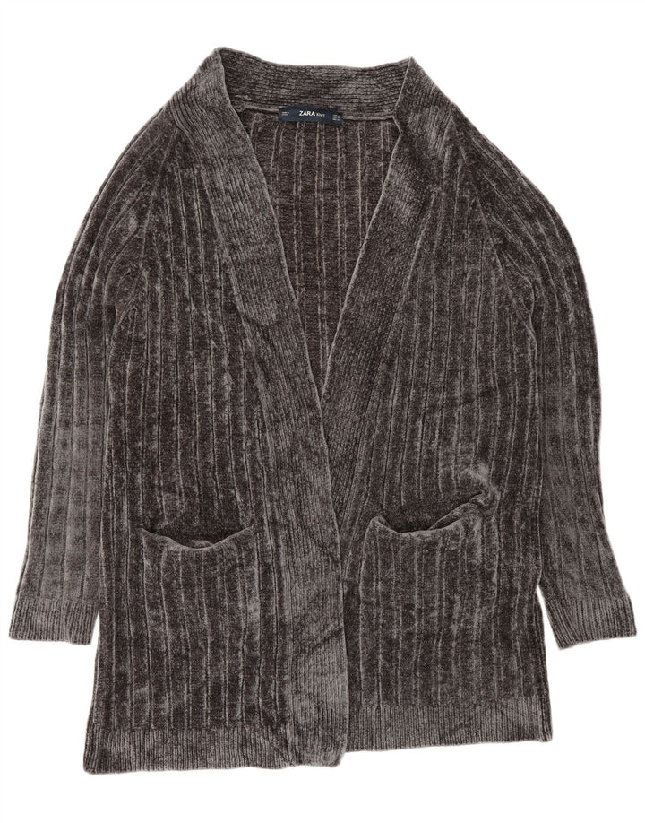 Zara Γυναικείο πουλόβερ ανοιχτό Longline ανοιχτό UK 14 Medium Grey