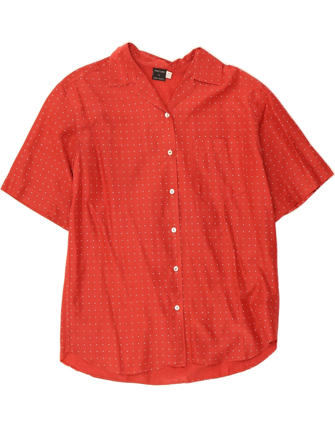POST CARD Womens Short Sleeve Shirt UK 14 Medium Red Spotted Vintage Post Card and Second-Hand Post Card from Messina Hembry 