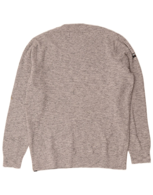 Superdry Ανδρικό πουλόβερ με λαιμόκοψη XL Γκρι βαμβακερό