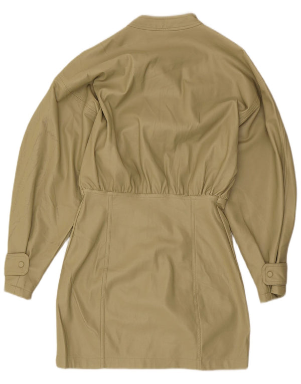 Zara Γυναικείο πουκάμισο Oversized από συνθετικό δέρμα UK 10 Small Khaki