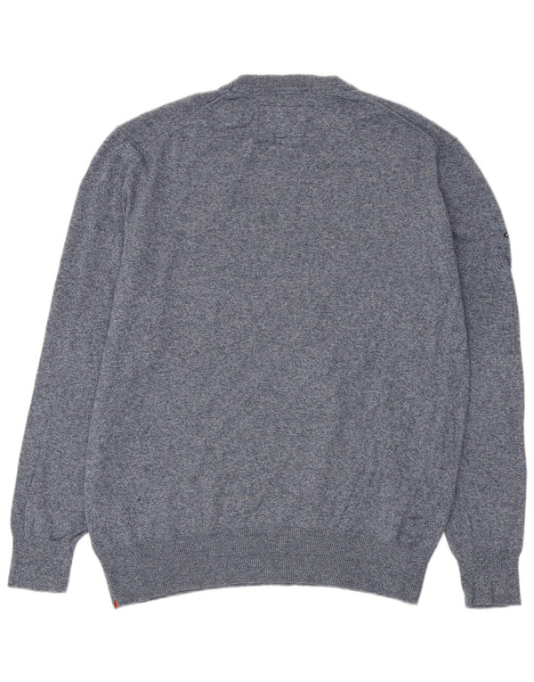 Superdry Ανδρικό πουλόβερ με λαιμόκοψη 2XL Μπλε ναυτικό βαμβακερό