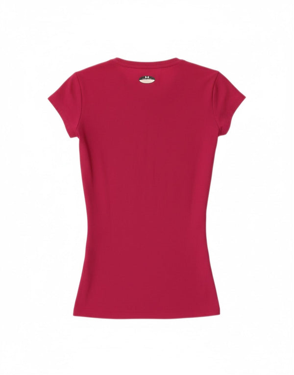 Under Armour Γυναικείο T-Shirt Top UK 4 XS Pink Polyester Sports