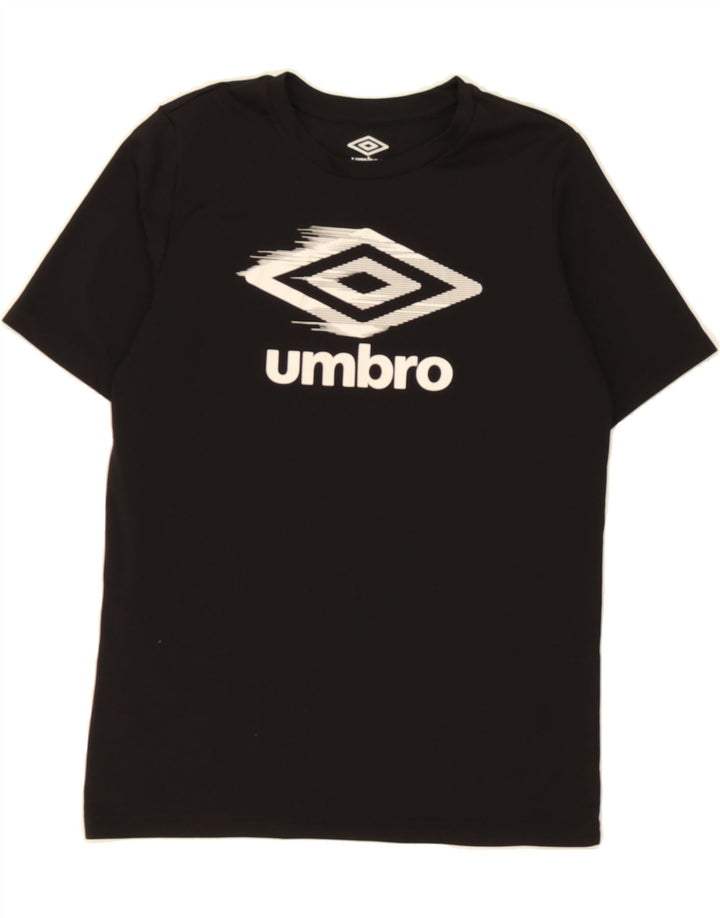 UMBRO Boys Graphic T-Shirt Top 12-13 Years Large Black Vintage Umbro and Second-Hand Umbro from Messina Hembry 