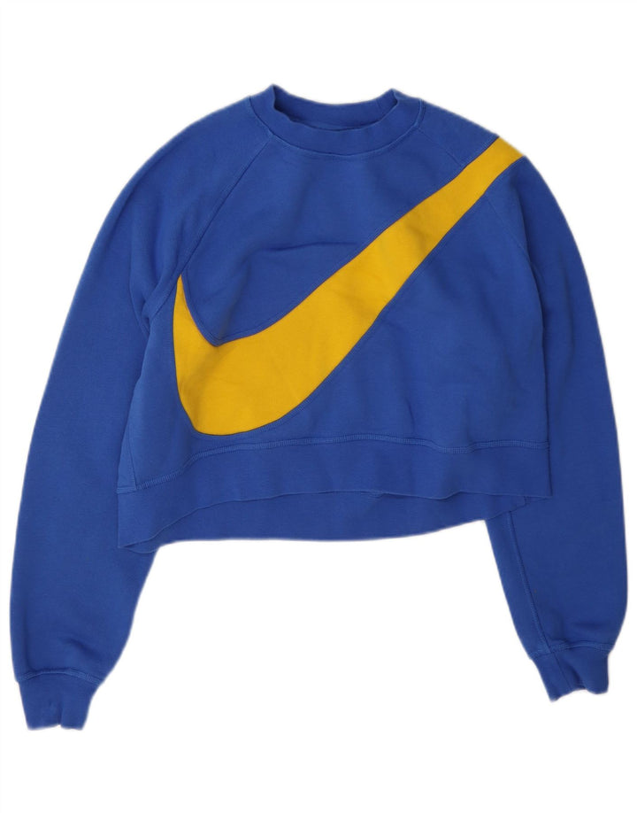 Γυναικείο φούτερ Nike Graphic Crop Jumper UK 14 Medium Blue Cotton