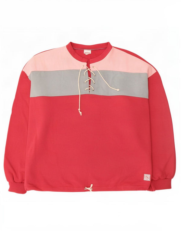 Vintage γυναικείο φούτερ μεγάλου μεγέθους Jumper UK 16 Large Red Colourblock