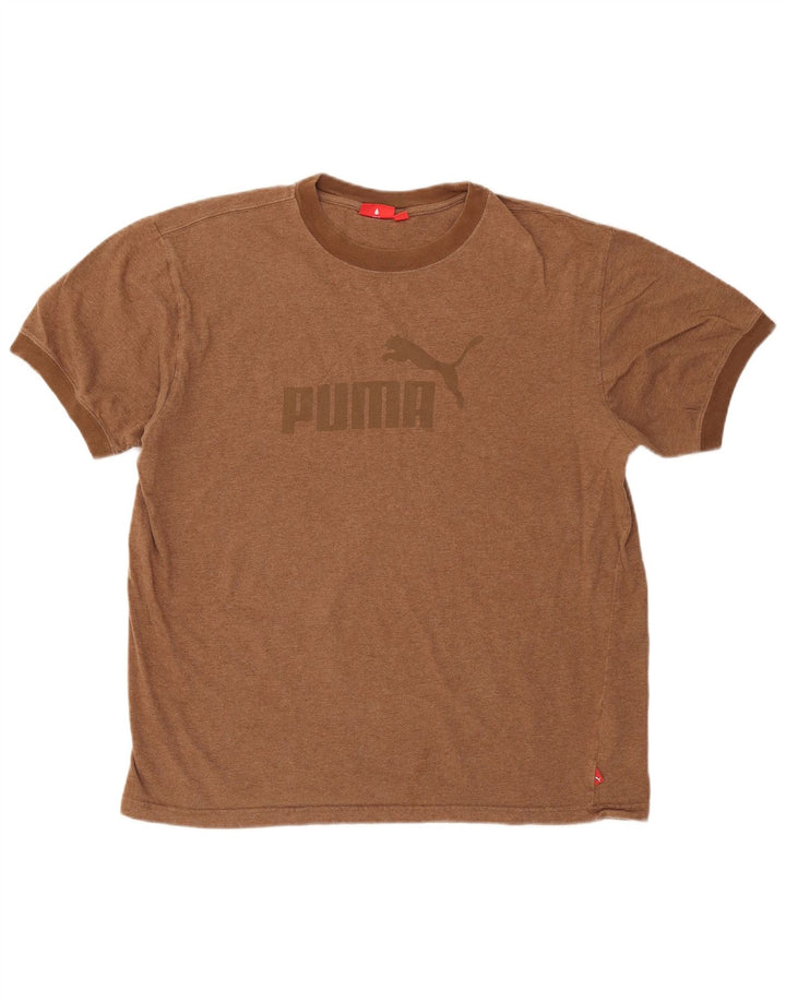 Ανδρικό γραφικό μπλουζάκι Puma Regular Fit Top μεγάλο καφέ βαμβακερό