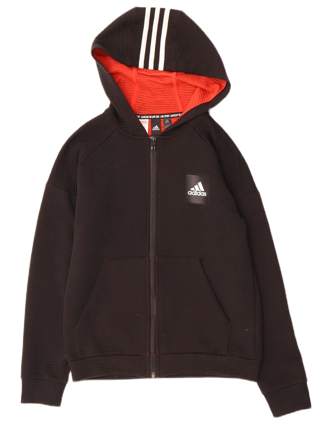 Adidas Boys Zip Hoodie πουλόβερ 11-12 ετών μαύρο πολυεστέρα