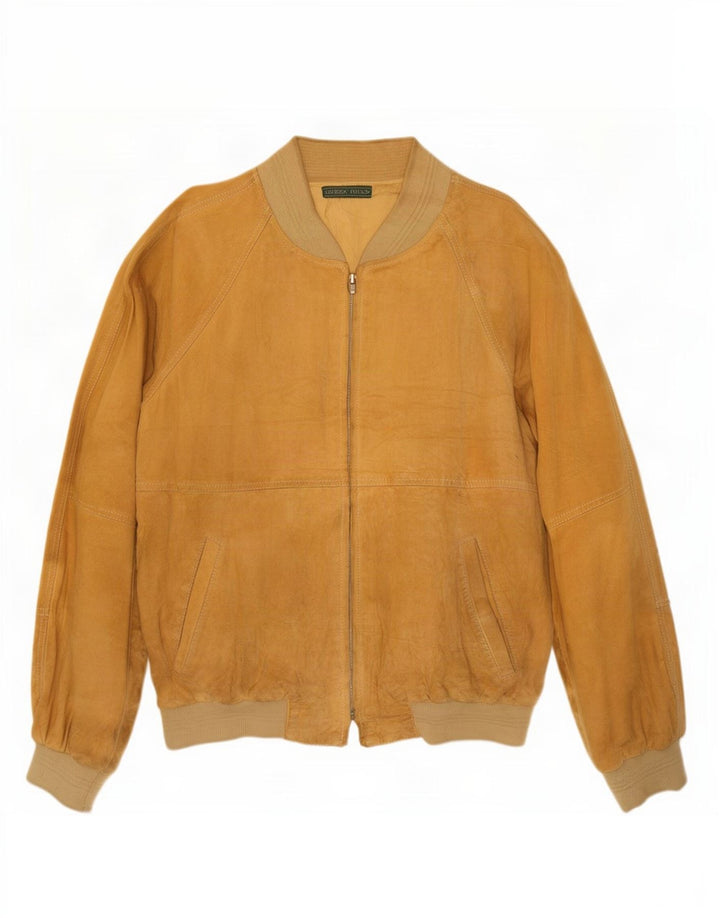 Vintage Ανδρικό Suede Bomber Jacket IT 50 Large Beige