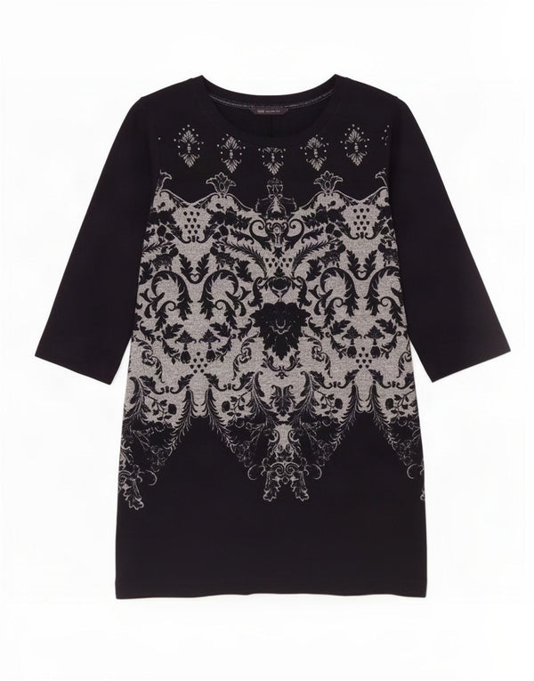 Marks & Spencer Γυναικείο φόρεμα 3/4 Sleeve Shift UK 16 Large Navy Blue Paisley