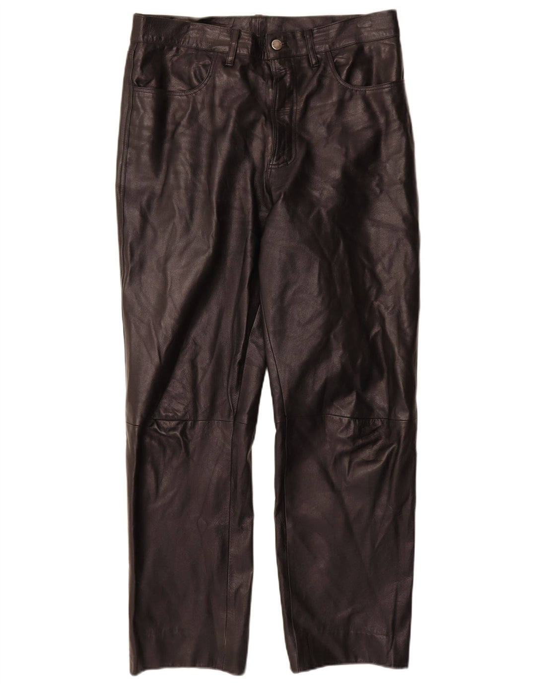 Ανδρικό ίσιο δερμάτινο παντελόνι VINTAGE IT 50 μεγάλο W32 L30 μαύρο δέρμα