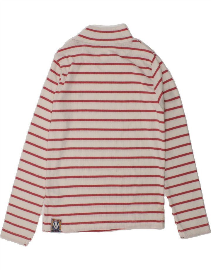 FAT FACE Girls Top Long Sleeve 9-10 Years White Striped Polyester | Vintage Fat Face | Thrift | Second-Hand Fat Face | Used Clothing | Messina Hembry 