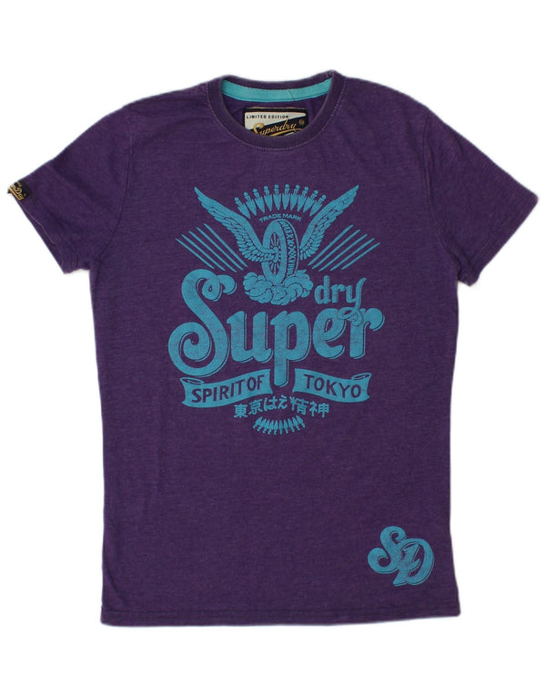 Γυναικείο γραφικό μπλουζάκι SUPERDRY Top UK 12 μεσαίο μωβ βαμβακερό