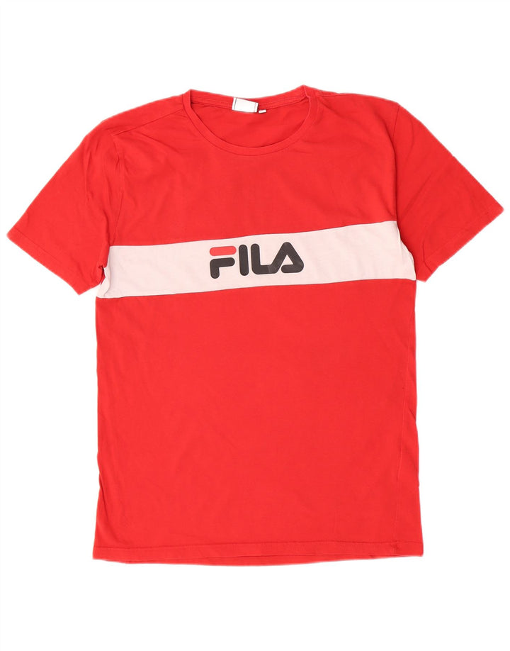 Ανδρικό γραφικό T-Shirt Fila Top Μεσαίο κόκκινο χρώμα, βαμβακερό