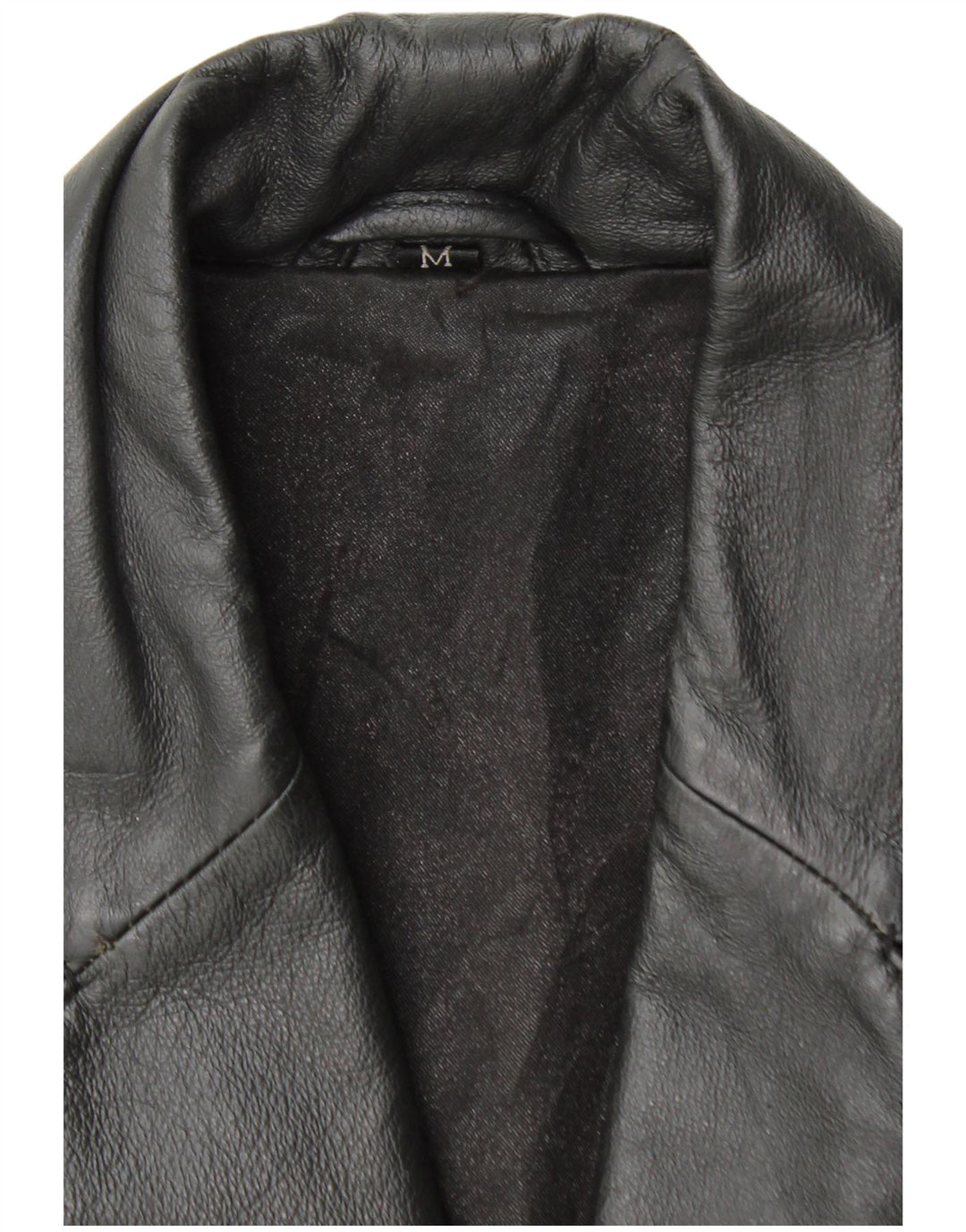 VINTAGE Γυναικείο Δερμάτινο Παλτό UK 14 Medium Black Leather