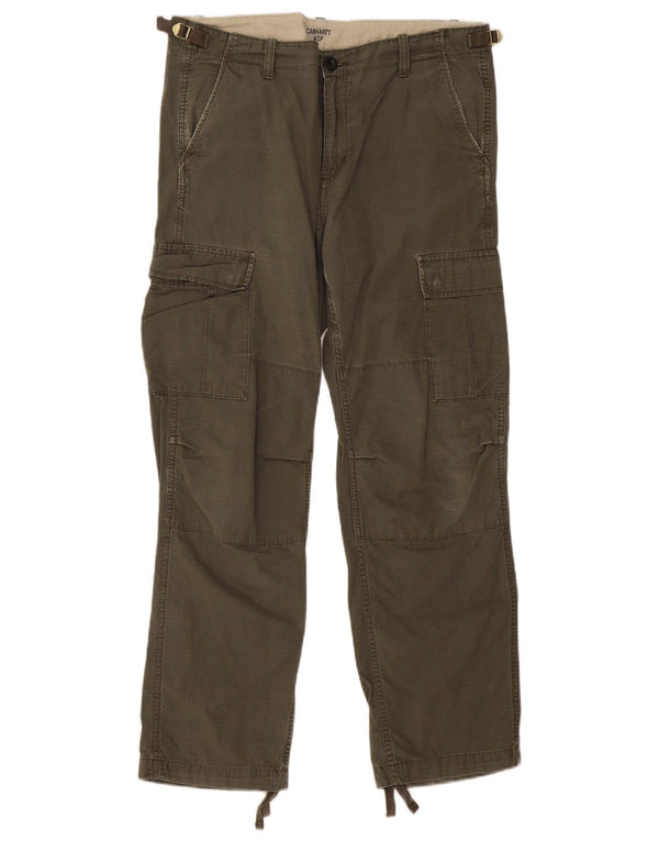 Carhartt Ανδρικό ίσιο παντελόνι Cargo W33 L30 Χακί ριγέ βαμβακερό