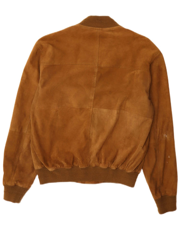 Vintage Ανδρικό Suede Bomber Jacket IT 52 XL Καφέ Δερμάτινο