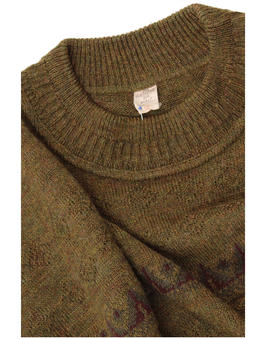 VINTAGE Γυναικείο πουλόβερ με λαιμόκοψη IT 52 2XL Πράσινο γεωμετρικό