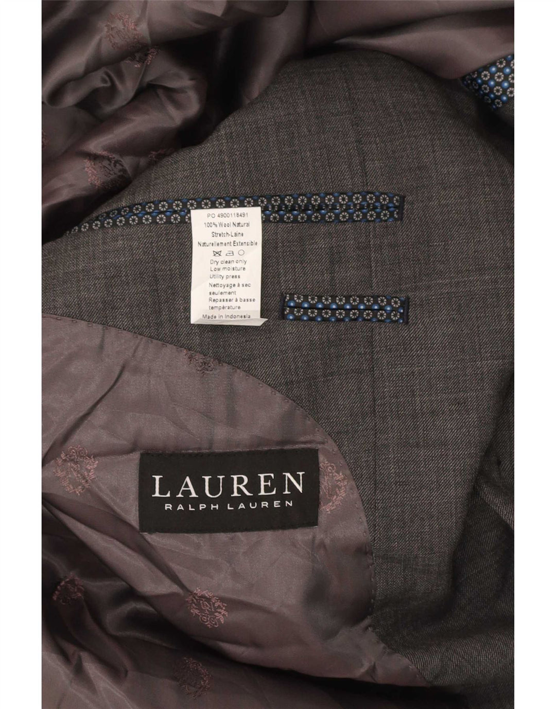 Ralph Lauren Ανδρικό σακάκι 2 κουμπιών Longline UK 46 2XL Grey Classic