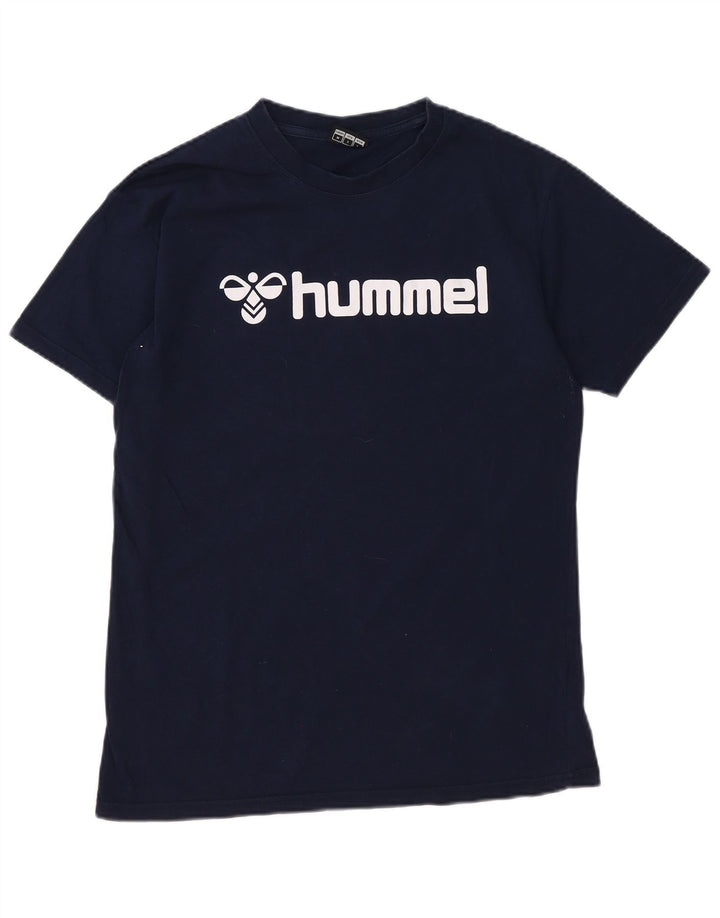 Ανδρικό γραφικό μπλουζάκι HUMMEL Top από μεσαίο μπλε ναυτικό βαμβακερό