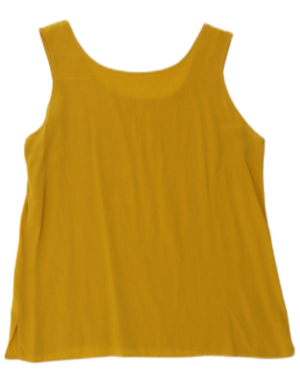 Vintage γυναικεία αμάνικη μπλούζα τοπ UK 8 Small Yellow Silk