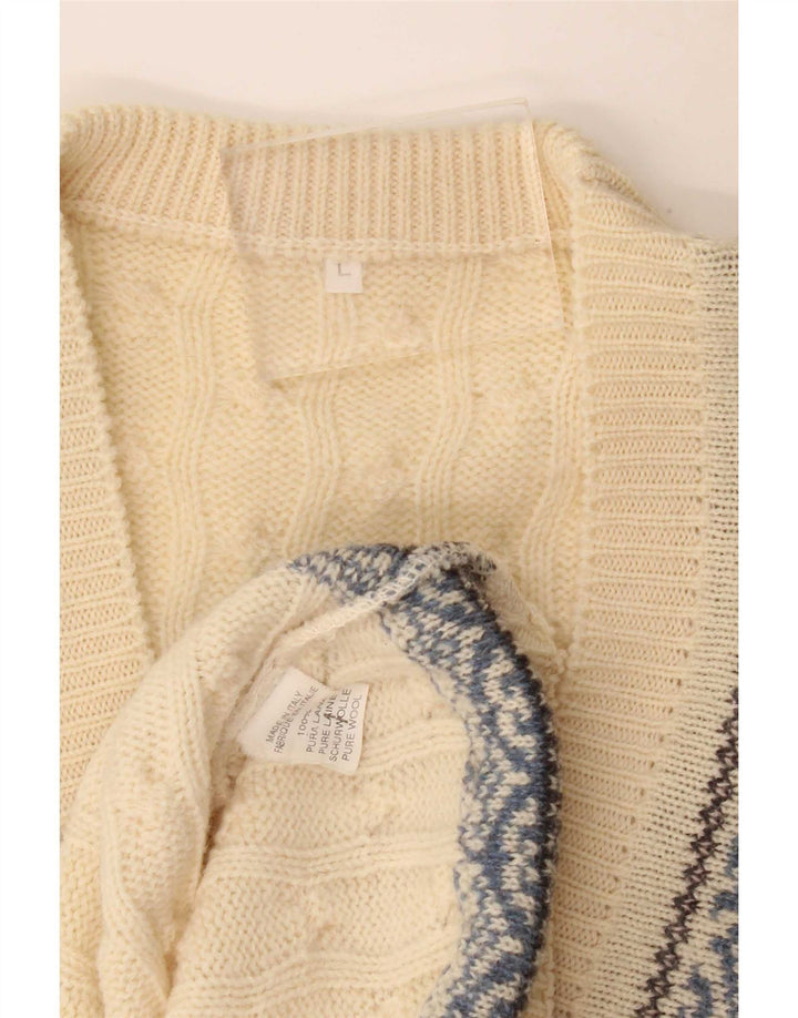 Vintage ανδρικό γιλέκο Tank Top Large Off White Fair Isle Wool
