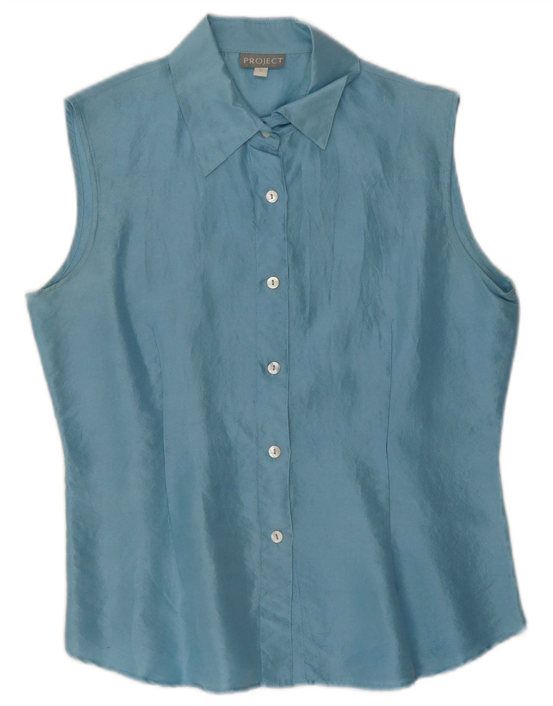 Project Γυναικεία Αμάνικη Μπλούζα UK 10 Small Blue Silk