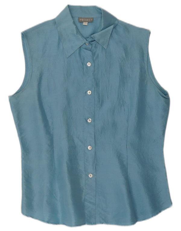 Project Γυναικεία Αμάνικη Μπλούζα UK 10 Small Blue Silk
