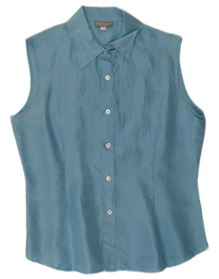 Project Γυναικεία Αμάνικη Μπλούζα UK 10 Small Blue Silk