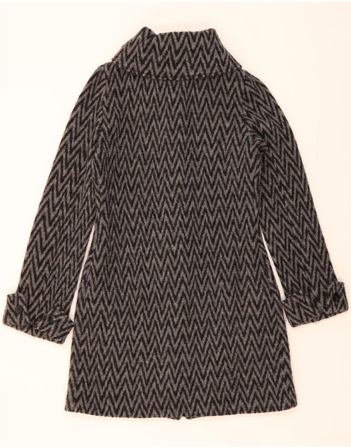 FENN WRIGHT MANSON Womens Overcoat UK 12 Medium Grey Chevron Wool Vintage Fenn Wright Manson and Second-Hand Fenn Wright Manson from Messina Hembry 