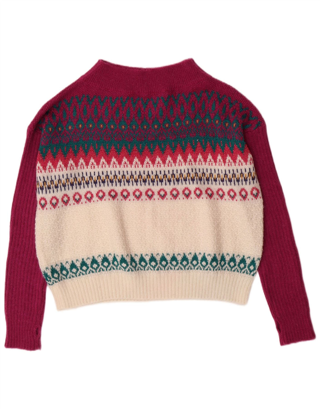 Γυναικείο πουλόβερ με λαιμόκοψη Benetton UK 14 Ακρυλικό μεσαίο μπορντό