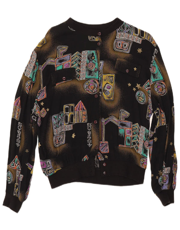 Vintage γυναικείο πουκάμισο μπλούζα UK 18 XL Μαύρο γεωμετρικό