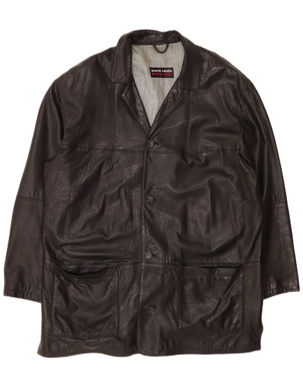 PIERRE CARDIN Ανδρικό Δερμάτινο Μπουφάν IT 58 4XL Μαύρο Δερμάτινο