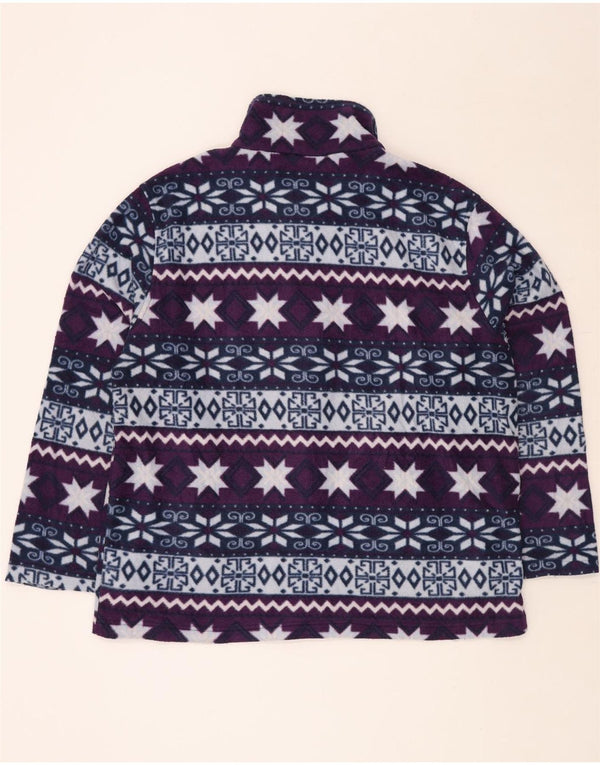 VINTAGE Γυναικείο Fleece Jacket UK 22 3XL Purple Fair Isle Viscose