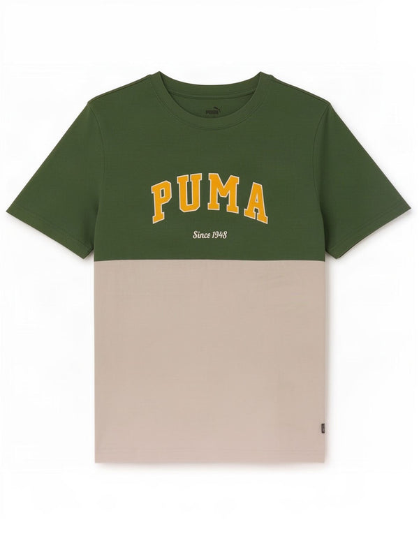 Ανδρικό γραφικό μπλουζάκι Puma Top Large Green Colourblock Βαμβακερό