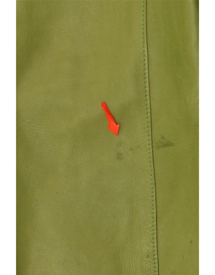 Enrico Mandelli Γυναικείο δερμάτινο σακάκι 4 κουμπιών UK 14 Medium Green